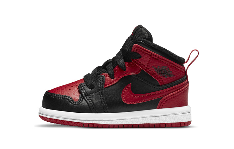 Детские кроссовки Jordan Air Jordan 1 Mid Banned (черно-красные)