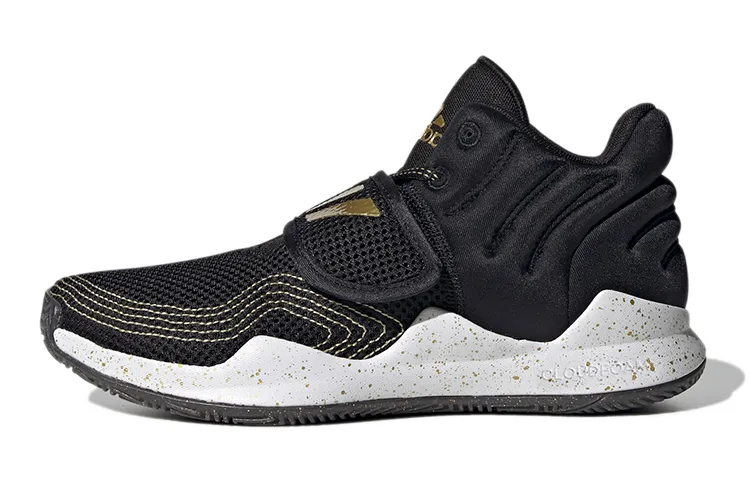 Adidas Deep Threat Primeblue J Abrasion Resistant Low top Children's Basketball Shoes Black Gold