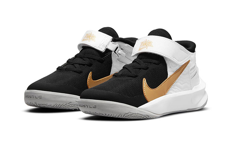 Детские кроссовки Nike Team Hustle D 10 (черно-бело-золотой) — Чёрный / белый / золотой — фото 4