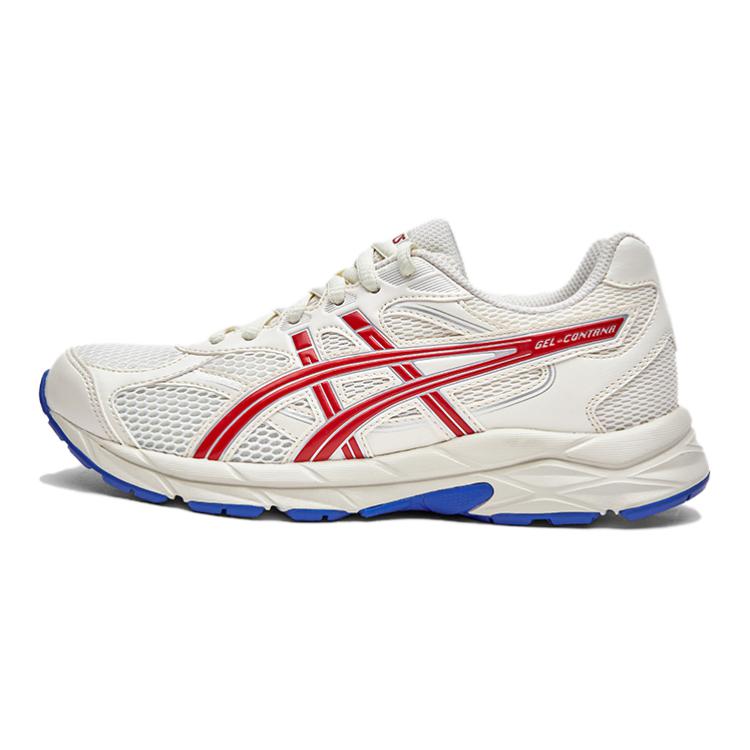 ASICS GEL-CONTANA GS lightweight sweat-wicking fitness running shoe that can be worn for a long time without getting tired. Stable cushioning. Low-top children's running shoe. White and red. Children's model.