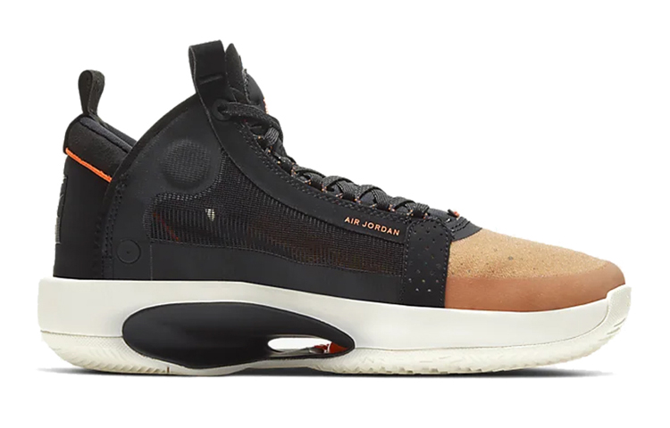 Кроссовки Jordan JordanAir Jordan 34 "Amber Rise" GS (оранжевые) — 亮琥珀色/黑/帆白/金属银 — фото 2