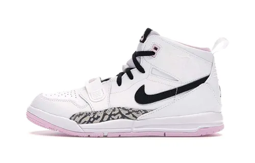Jordan Legacy 312 white pink foam' pop-up stitching, non-slip, shock-absorbing and wear-resistant, mid-top retro basketball shoes, pink and white, for children
