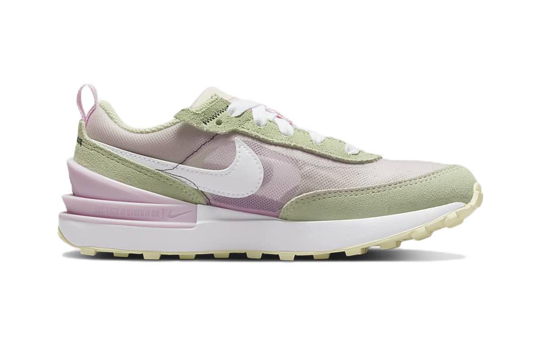 Детские кроссовки Nike Waffle One (розово-зеленые) — 泡沫粉/蜜瓜绿/椰奶色/白色 — фото 4