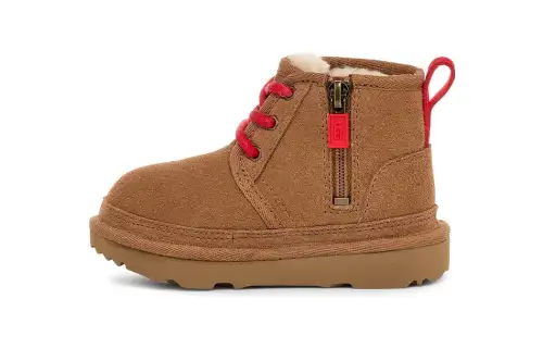 UGG Leather comfortable wear-resistant children's brown boots with zipper