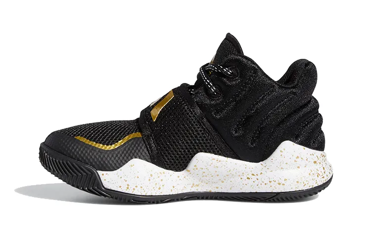Adidas Deep Threat Comfortable And Trendy Breathable Mid top Children's Basketball Shoes Black Gold