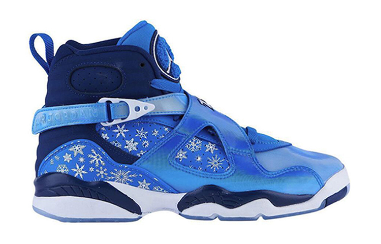 Высокие кроссовки Jordan JordanAir Jordan 8 Retro Snow Blizzard Snowflake GS (синий) — фото 4