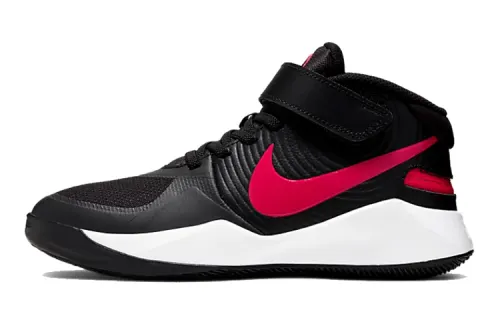 Nike Team Hustle D 9 FlyEase trendy practical GS mid-top basketball shoes black and red same style for men and women