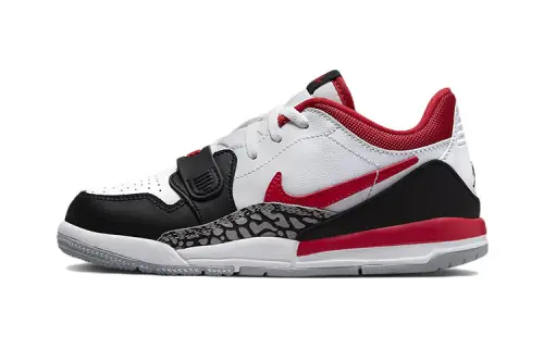 Jordan Legacy 312 low, comfortable, non-slip, shock-absorbing and wear-resistant, low-top retro basketball shoes, white, black and red, for children and middle-aged children