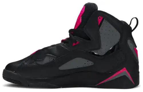 Jordan True Flight Mesh Comfortable GS High Top Basketball Shoes Black Pink Unisex