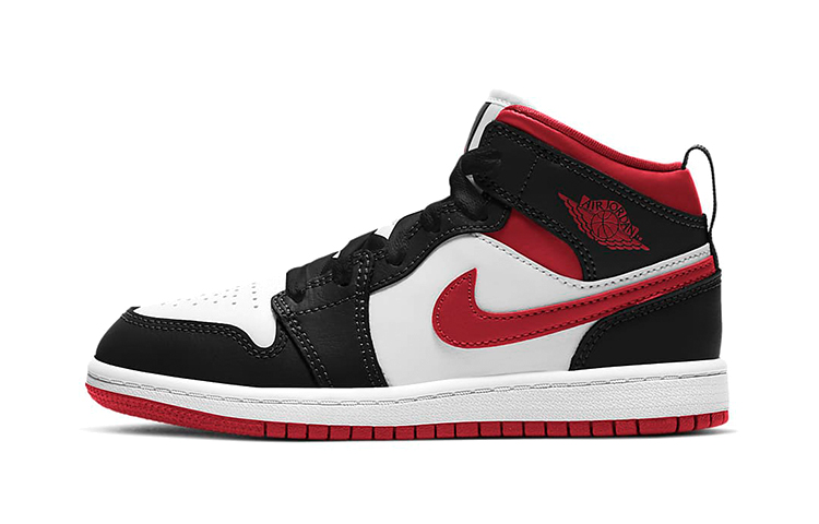 Детские кроссовки Jordan Air Jordan 1 mid (черно-бело-красная) — Чёрный / белый / красный — фото 1