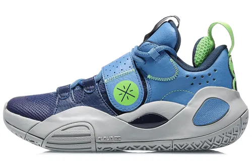 LiNing Li Ning All City 8 Youth Edition All City8 Wade Series Synthetic Leather Fabric Anti-Slip Shock Absorption Rebound Low-top Children's Basketball Shoes Blue