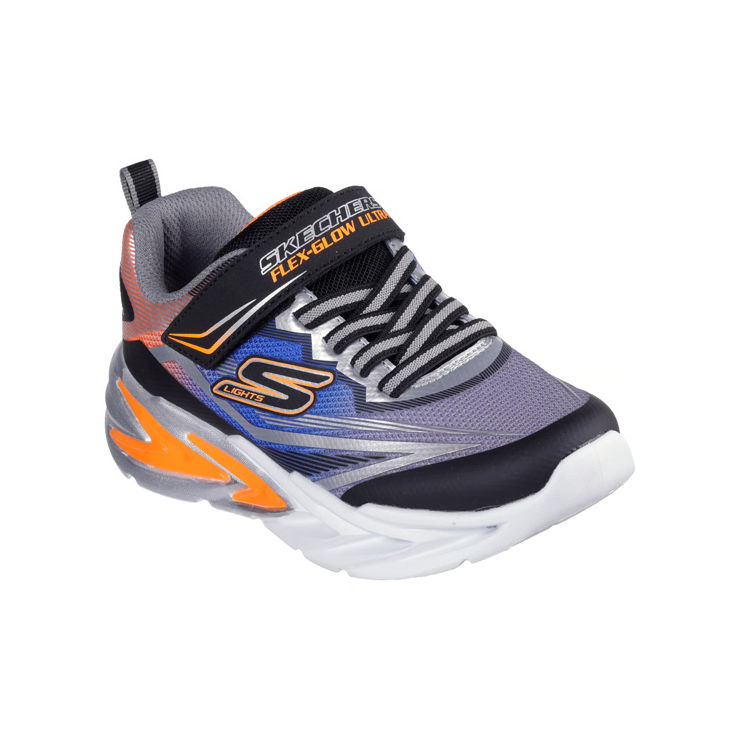 Детские кроссовки Skechers kids S-Lights Flex-Glow Ultra (серо-черные) — фото 2