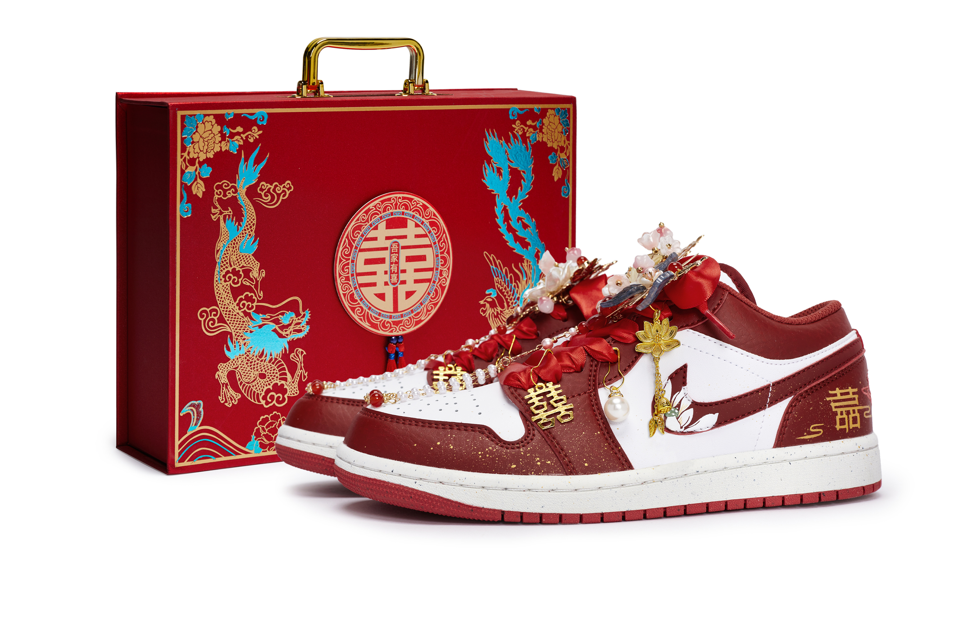 Jordan Air Jordan 1 811 Manufacturing, Heart Lotus Heart, Gift Box Leather Low top Vintage Basketball Shoes Women’s