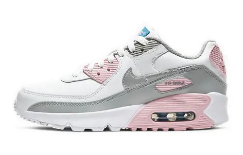 Nike Air Max 90 Leather Metallic Silver Pink GS