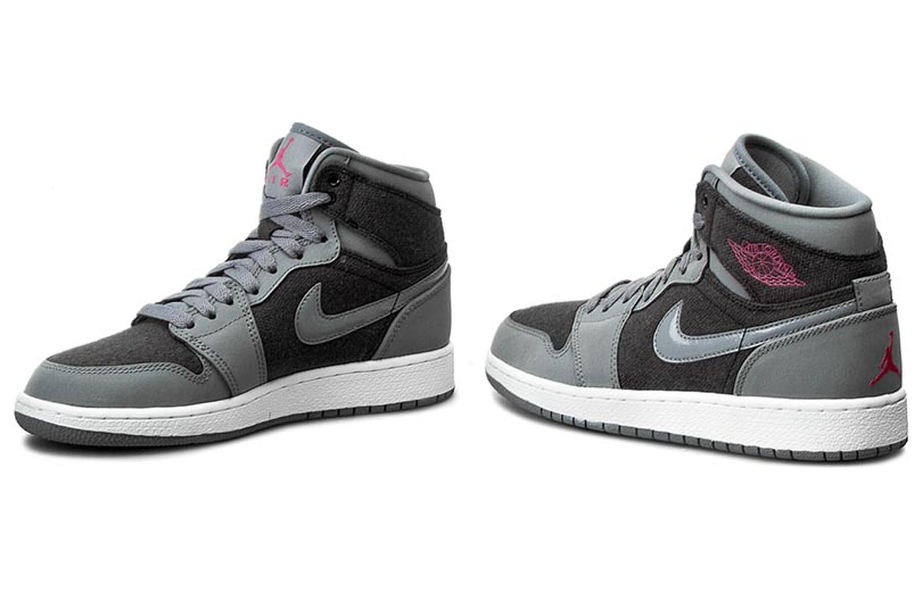 Высокие кроссовки Jordan Air Jordan 1 Retro High Cool Grey Vivid Pink GS (серо-розовые) — 酷灰/艳粉/黑 — фото 6
