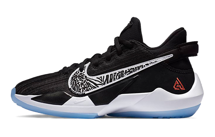 Nike Freak 2 mesh comfortable and casual non-slip low-top children's basketball shoes black and white