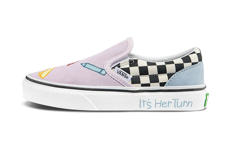Vans Slip on Low top Kids' Skateboarding Shoes Pink Blue Children Aged 3 7 Years Old