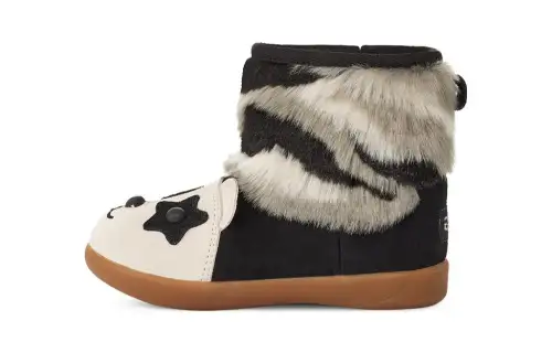 UGG Panda Stuffie fashion embroidery short warm snow boots black for children