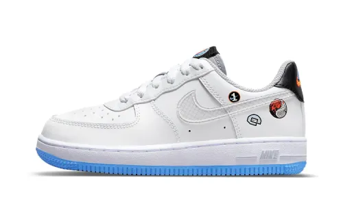 Nike Air Force 1 LV8 3 graffiti stickers casual low-top sneakers white and blue children