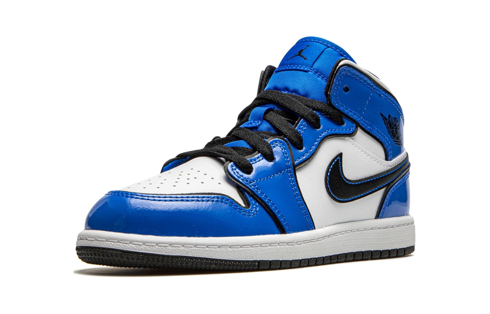 Детские кроссовки Jordan Air Jordan 1 Mid "Signal Blue" (сине-белые) — Синий / белый — фото 5