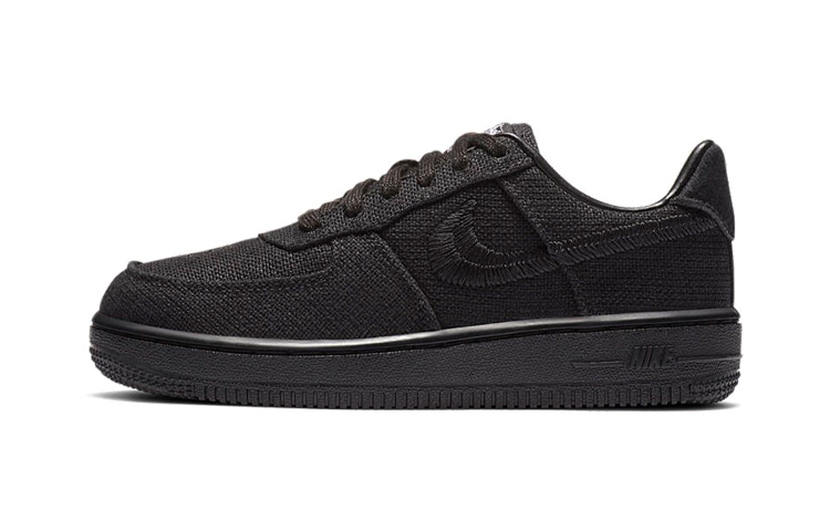 Кроссовки Stussy x Nike Air Force 1 (черные) — Чёрный — фото 1