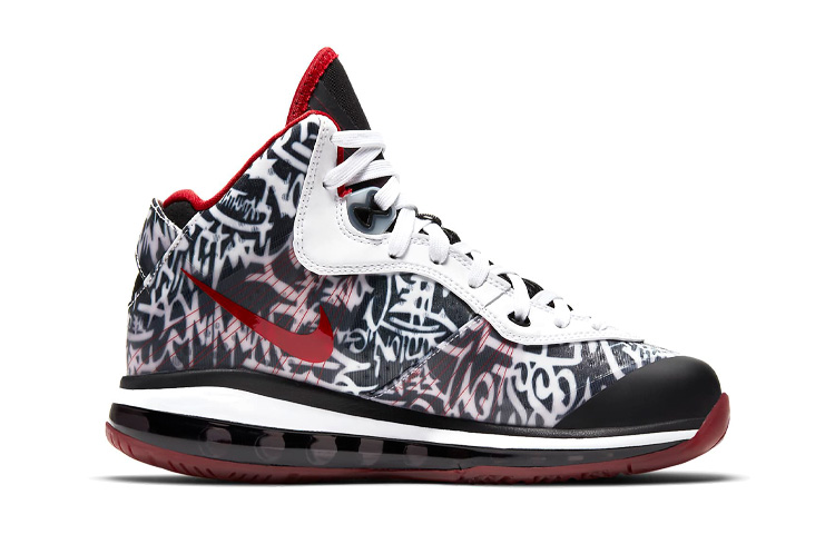 Кроссовки Nike NikeLebron 8 Graffiti GS (красный / черный / белый) — Красный / чёрный / белый — фото 4