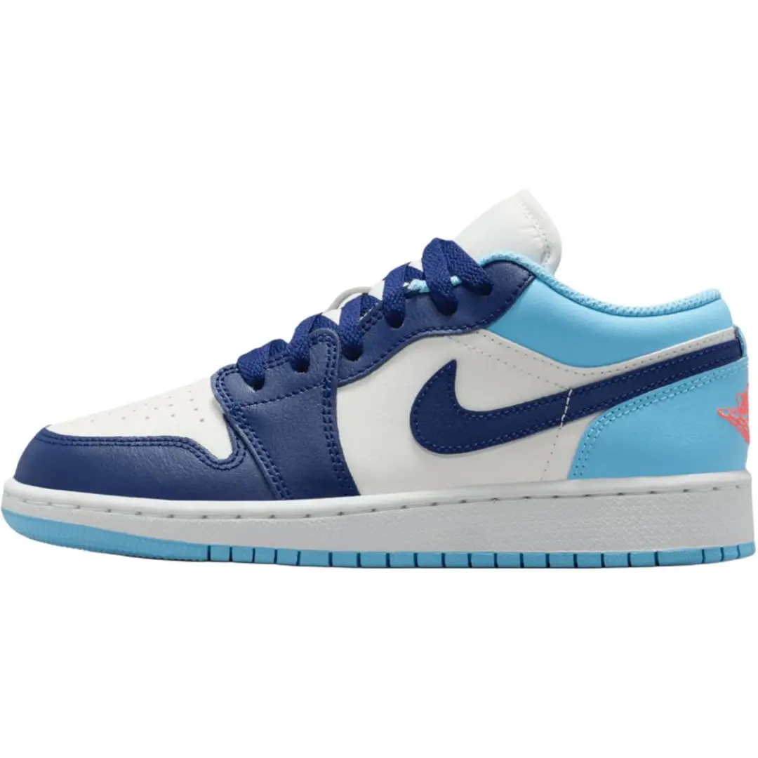 Jordan Air Jordan 1 Low top Children's Basketball Shoes White Blue Unisex