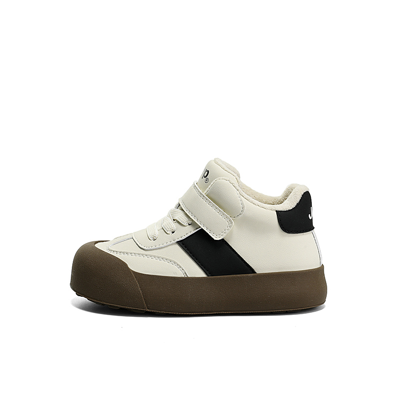 Jeep Jeep fashion sports series casual sneakers for boys and girls, synthetic leather Velcro winter plus velvet moral training shoes, non-slip, wear-resistant, lightweight, shock-absorbing and warm, mid-cut cotton shoes, children's style