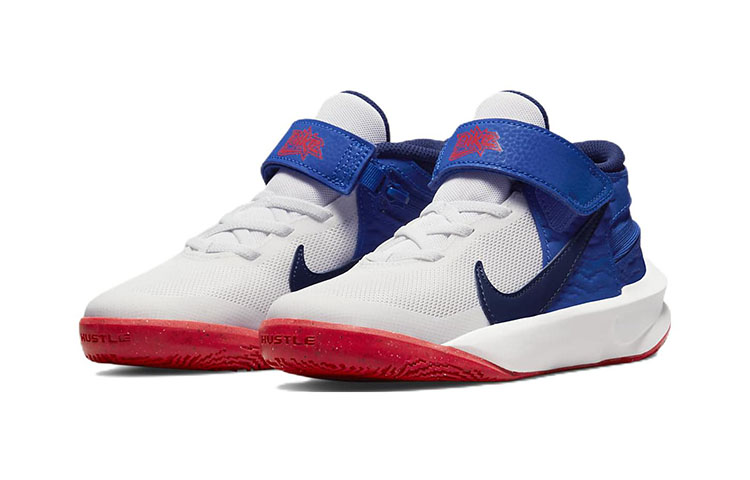 Детские кроссовки Nike Team Hustle D 10 FlyEase (серо-синие) — фото 5