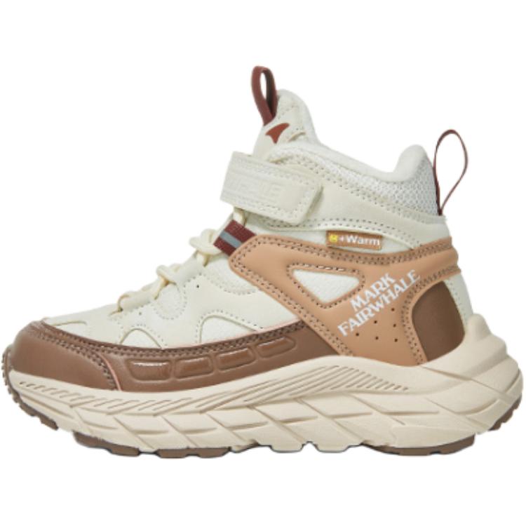Mark Huafei FAIRWHALE winter velvet sports shoes, windproof and comfortable, color-blocked Velcro, warm, high-top, children's running shoes