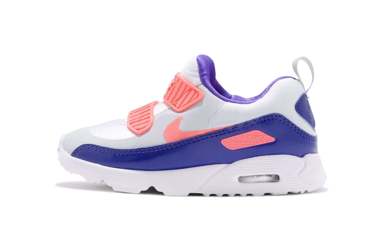 Детские кроссовки Nike Air Max 90 "Lava Glow" (бело-сине-розовые)