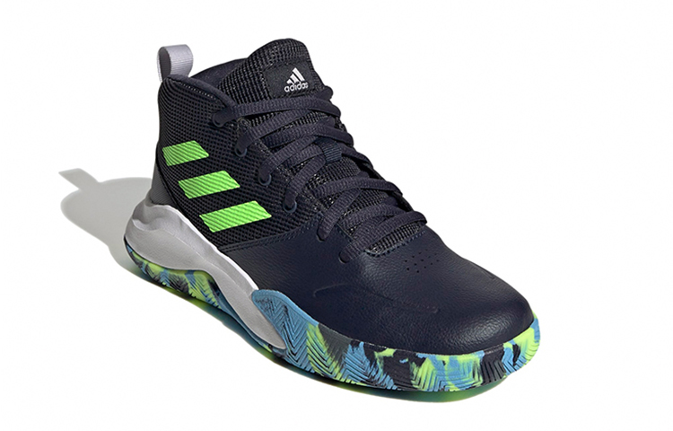 Детские кроссовки adidas OwnTheGame Wide J (черно-зелено-синие) — фото 5