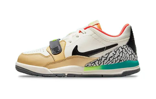 Jordan Legacy 312 low, comfortable, non-slip, shock-absorbing and wear-resistant, low-top retro basketball shoes, brown and white, children's style