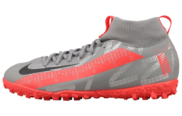 Nike Mercurial Superfly 7 Abrasion Resistant Abrasion Resistant Mid top Kids' Soccer Shoes Silver Gray Pink Kids'