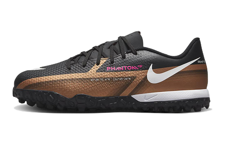 Детские бутсы Nike Phantom GT Jr. Academy TF (черно-золотые)