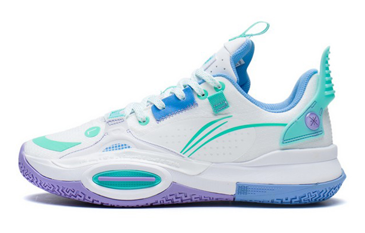 Li Ning Children's Fabric City 10 V1 Comfortable Sports Low-top Basketball Shoes White Green Unisex