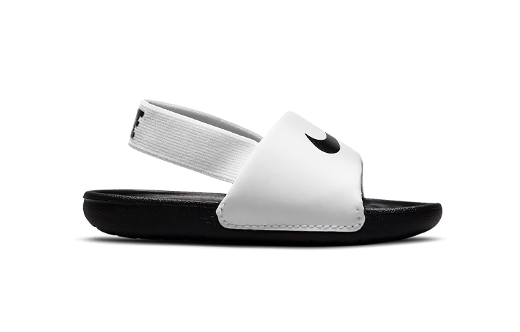 Детские шлепанцы Nike Kawa Slide (бело-черные) — фото 4
