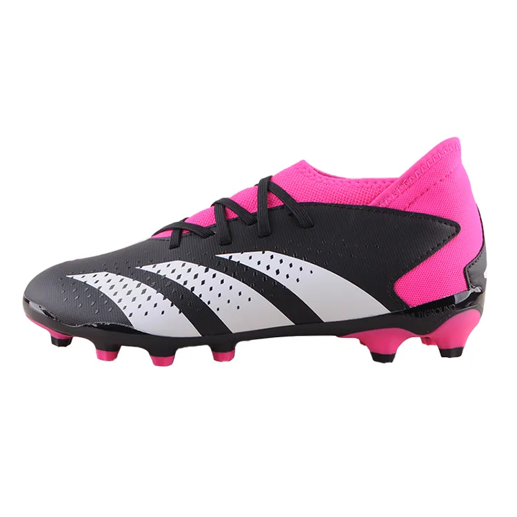 Adidas PREDATOR ACCURACY.3 Accuracy.3 MG J Round Tip Strap Low top Soccer Shoes Black White Pink Kids'