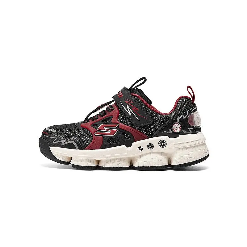 Skechers Kids Mesh Slip Resistant Abrasion Resistant Low top Kids' Training Shoes Black Red Kids'