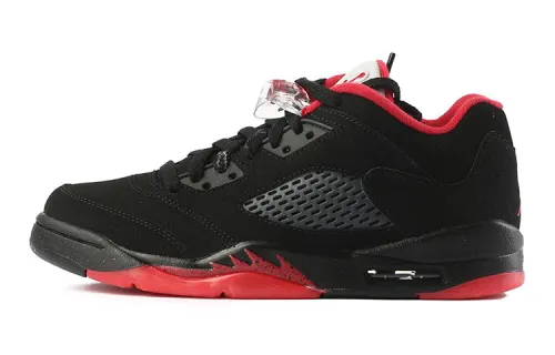 Jordan Air Jordan 5 Retro Low Alternate 90 leather comfortable and versatile GS low-top basketball shoes black and red 2017 version for men and women