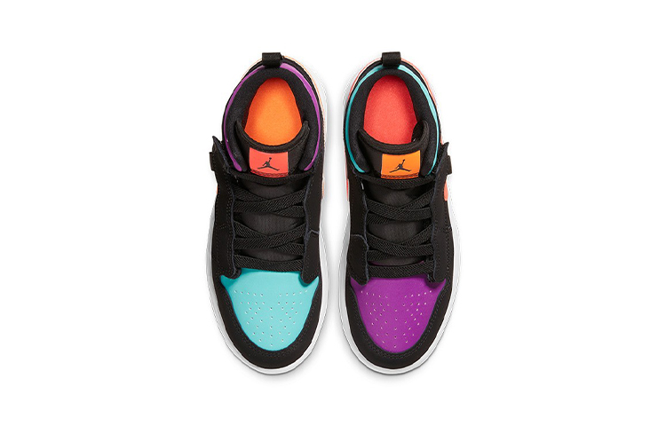 Детские кроссовки Jordan Air Jordan 1 BP (черно-серо-белые) — 紫/蒂芙尼蓝 — фото 6