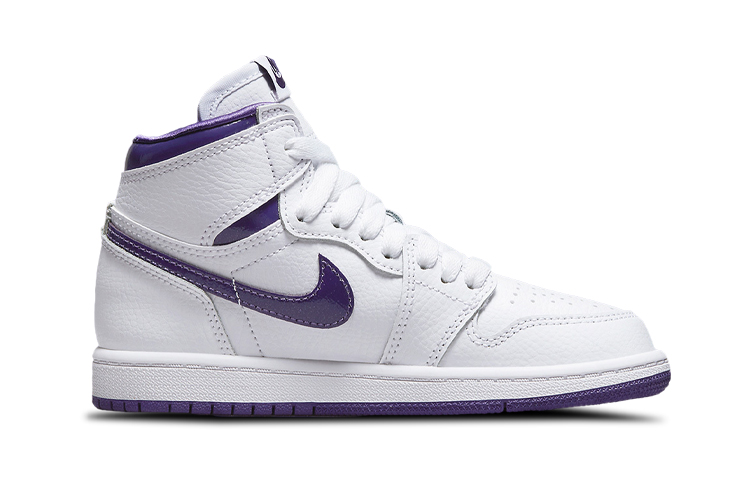 Детские кроссовки Jordan Air Jordan 1 High OG Court Purple BP (бело-фиолетовые) — Белый / фиолетовый — фото 3