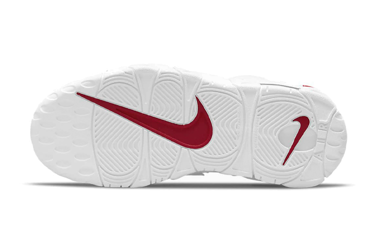 Кеды Nike NikeAir More Uptempo "White Varsity Red Outline" GS 2021 (белый / красный) — фото 12