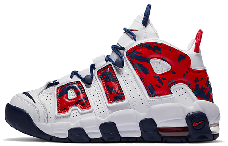 Кроссовки Nike Air More Uptempo GS (бело-красные)