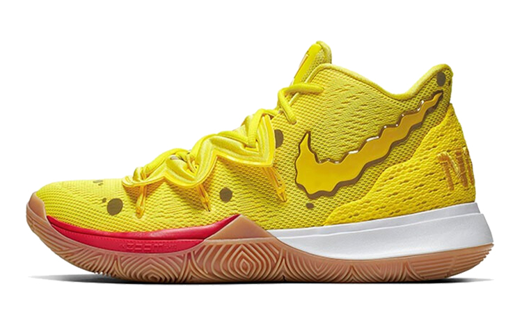 SpongeBob SquarePants x Nike Kyrie 5 Irving 5 SpongeBob Practical Anti-slip Shoes Absorbing and Wear-resistant Middle-top Children's Basketball Shoes Yellow