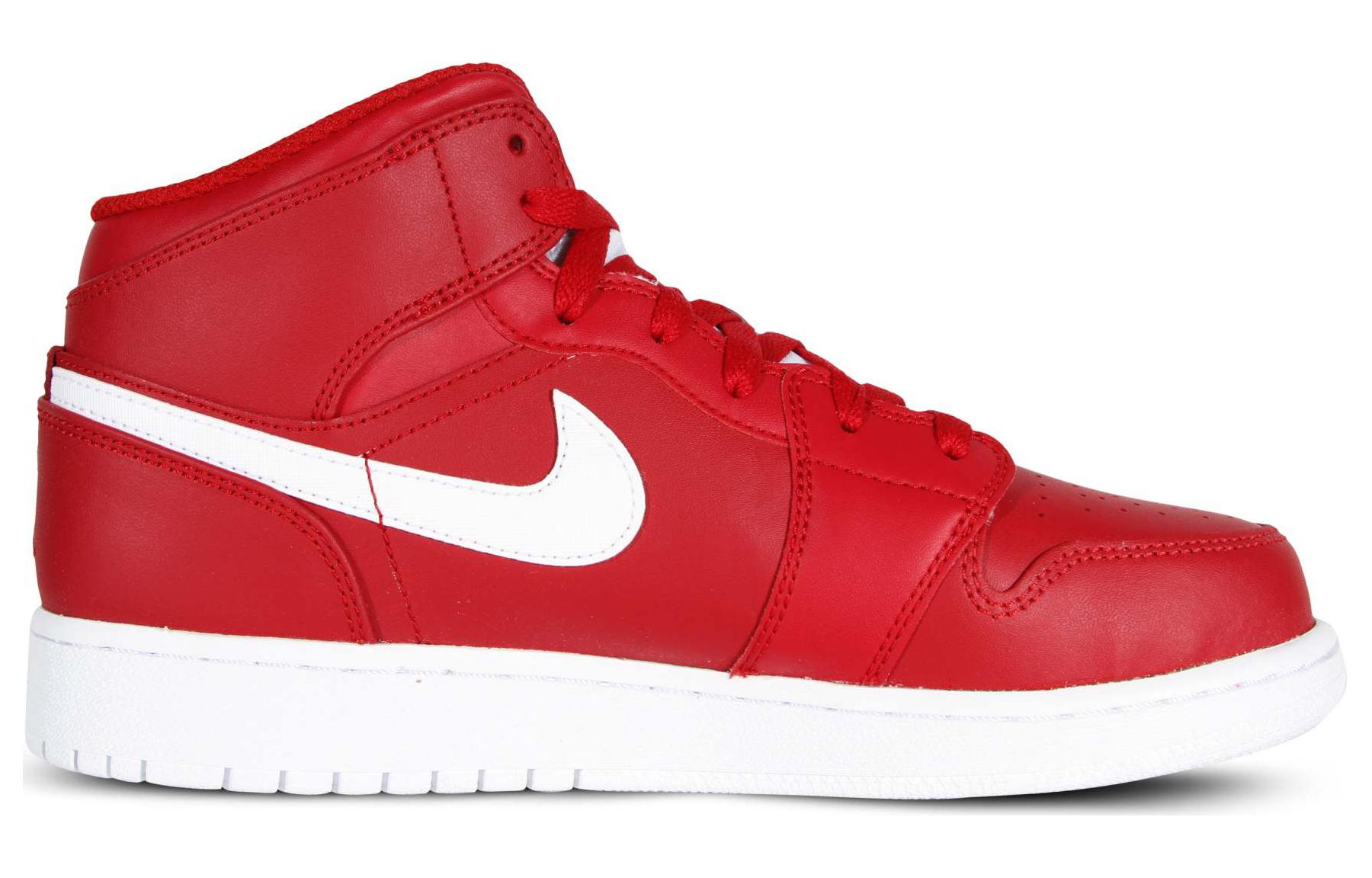 Кроссовки Jordan JordanAir Jordan 1 Mid GS (красно-белые) — Красный / белый — фото 3