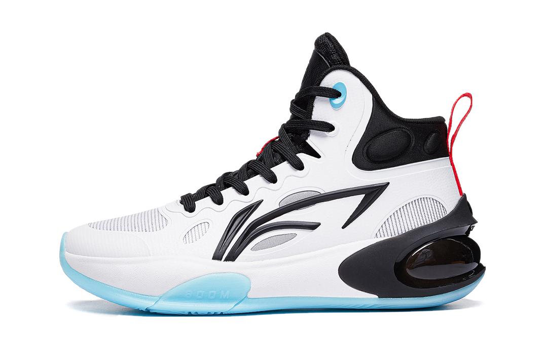 Li Ning Children's Yushuai 17 YOUNG PU (polyurethane) fabric beng technology shock-absorbing, wear-resistant and rebound mid-top children's basketball shoes white black children's style