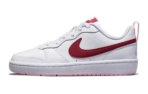 Nike Court Borough 2 Low 2 Leather Abrasion Resistant Support Low top Skateboard Shoes White Red Pink Unisex