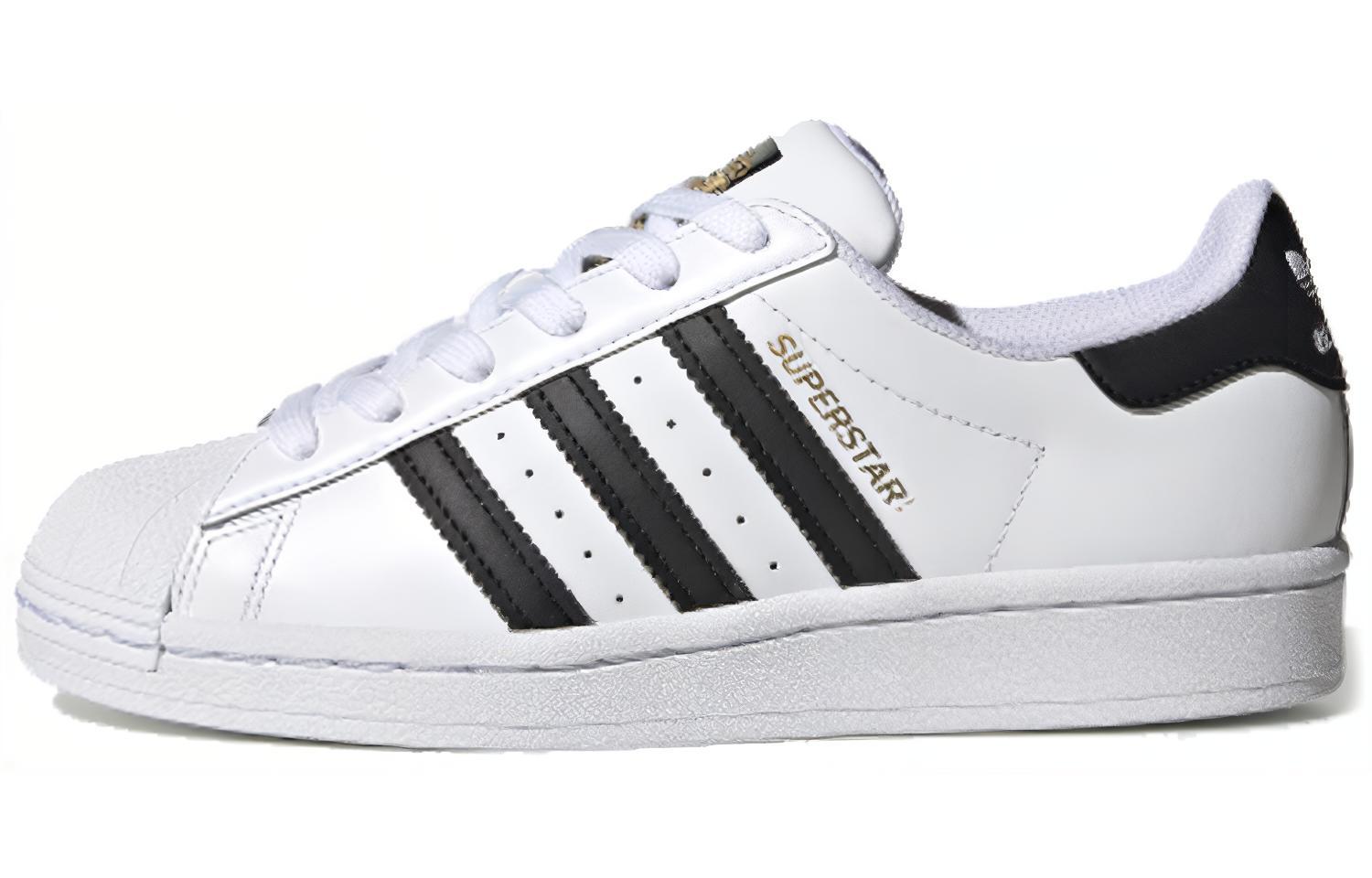 Adidas Originals Superstar J Shell Head модные Авангарда стандартный через классический стиль Низкая банда детские панель обувь белый черный