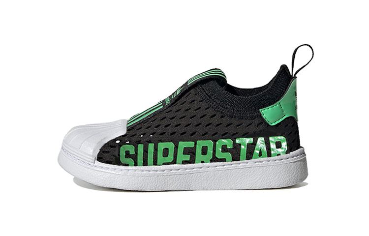 Детские кеды adidas originals SUPERSTAR 360 2.0 (черно-бело-зеленые)